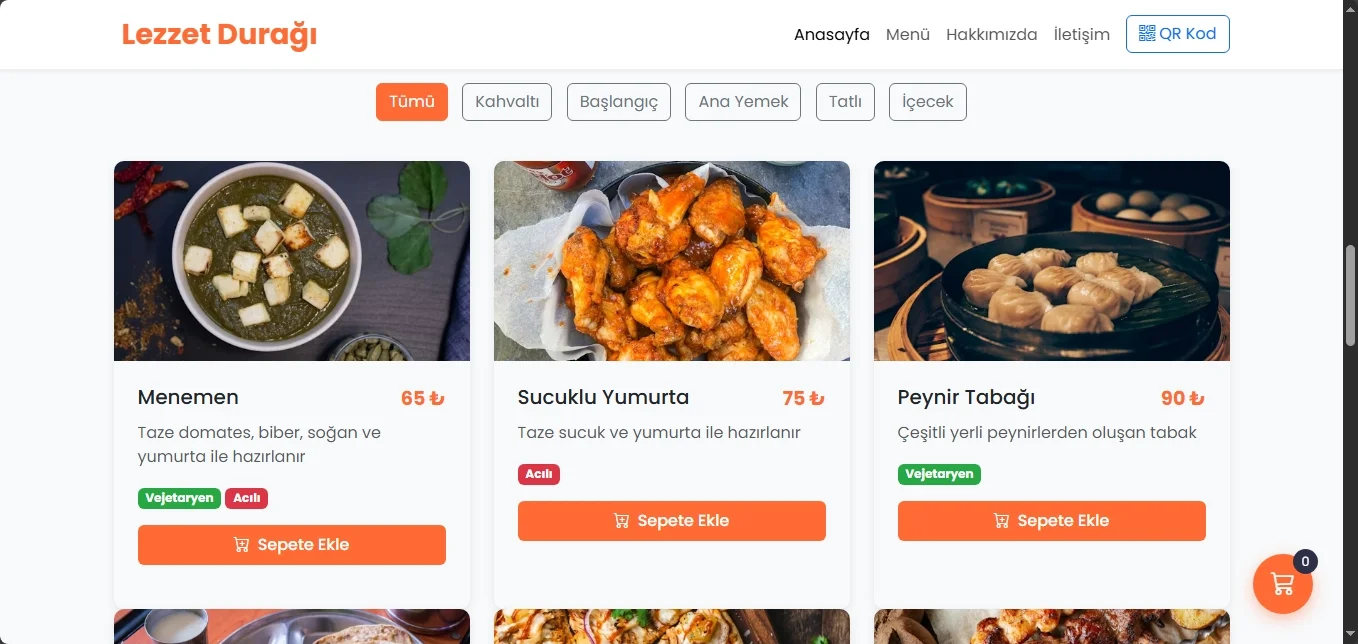 Dijital Modern QR Menü Sistemi