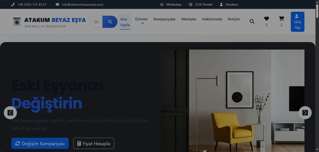 Beyaz Eşya Web Teması